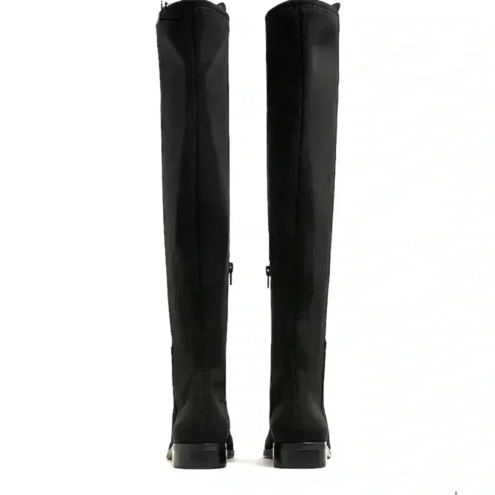 New J. Crew Over the Knee Boots Black Suede Size 9.5